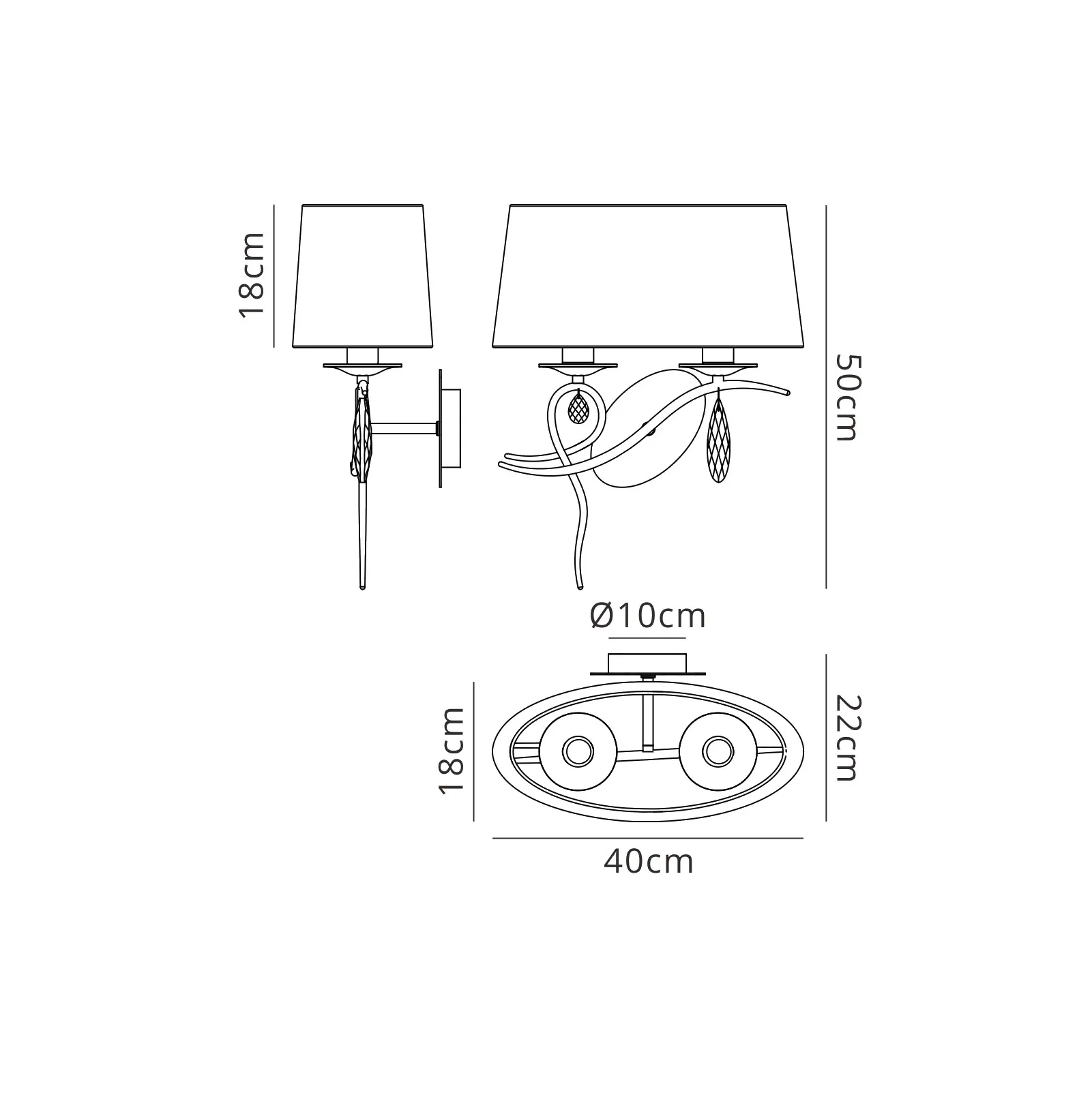 M5276  Louise Crystal Wall Lamp 2 Light